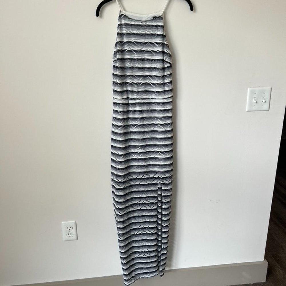 Design Lab Knit Summer Midi Dress with Slit, High Neck, Woman’s Medium